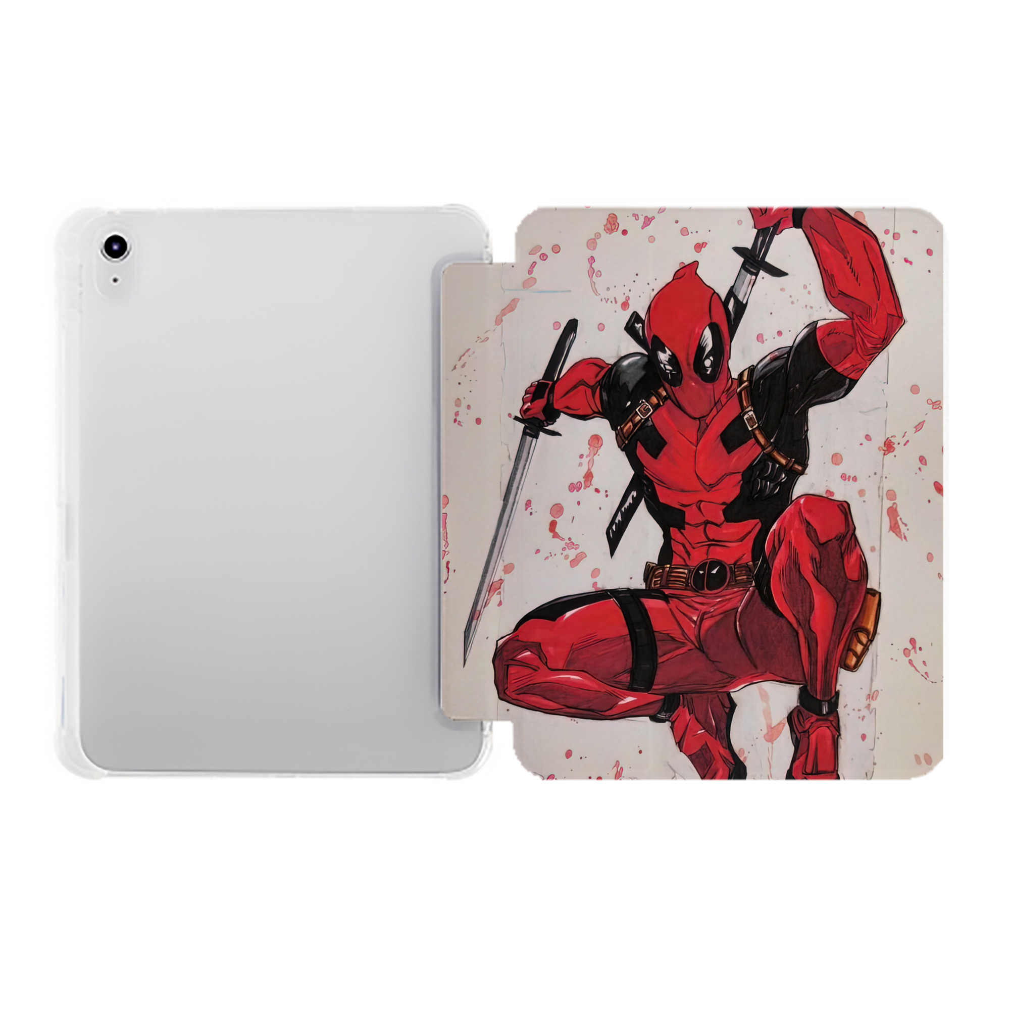 （画像用） Deadpool デッドプール IPad ケース ペン収納付き 三つ折りスタンド PUレザー×シリコン 対応機種9.5/10.5/10.9インチ